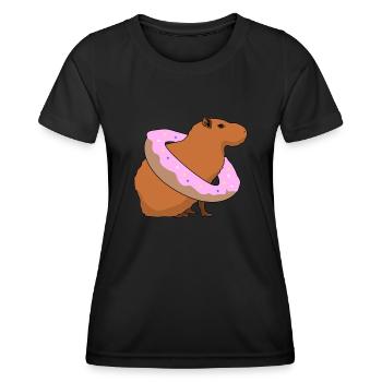 Capybara Donut Capybaras - T-shirt sport Femme - noir - Devant - AI Model Female 172 light (172cm)
