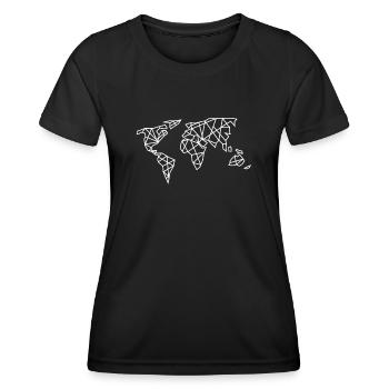 Weltkarten Weltreise Weltkarte - Frauen Funktions-T-Shirt - Schwarz - Vorne - AI Model Female 172 light (172cm)