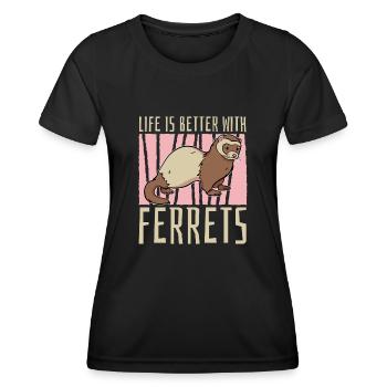 Putois furet drôle - T-shirt sport Femme - noir - Devant - AI Model Female 172 light (172cm)
