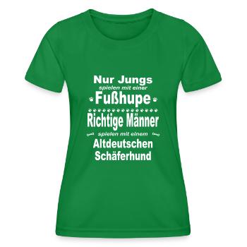 Jungs, Männer, Fußhupe - Altdeutscher Schäferhund - Frauen Funktions-T-Shirt - Kelly Green - Vorne - AI Model Female 172 dark (172cm)