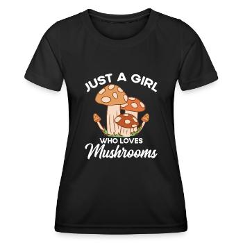 Just a girl who loves mushroom clothes mushrooms - Women's Functional T-Shirt - black - Front - AI Model Female 172 light (172cm)