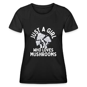 Just a girl who loves mushroom clothes mushrooms - Women's Functional T-Shirt - black - Front - AI Model Female 172 light (172cm)