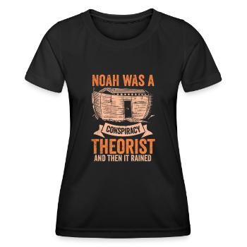 Noé était un théoricien du complot et il pleuvait - T-shirt sport Femme - noir - Devant - AI Model Female 172 light (172cm)
