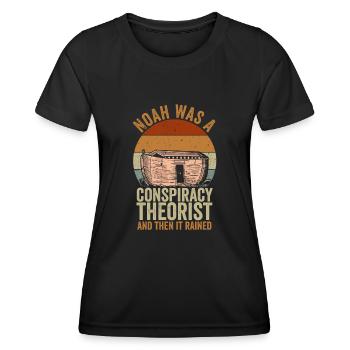 Noé était un théoricien du complot et il pleuvait - T-shirt sport Femme - noir - Devant - AI Model Female 172 light (172cm)