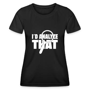 J’analyse ce cadeau d’analyste Crime Lab - T-shirt sport Femme - noir - Devant - AI Model Female 172 light (172cm)