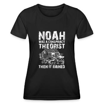 Noé était un théoricien du complot et il pleuvait - T-shirt sport Femme - noir - Devant - AI Model Female 172 light (172cm)