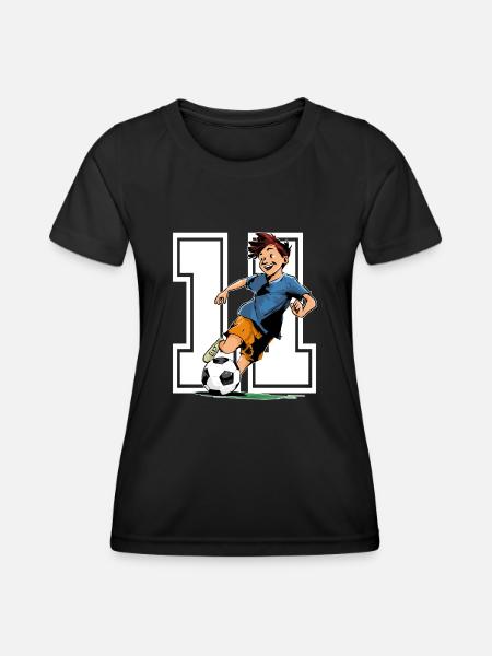 Anniversaire de football - garçon de 11 ans - 11. - T-shirt sport Femme - noir