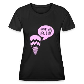 Eis Eisbecher Eiscreme - Frauen Funktions-T-Shirt - Schwarz - Vorne - AI Model Female 172 light (172cm)