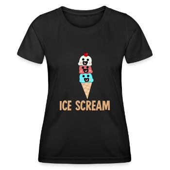 Eiscreme Eis Eisbecher - Frauen Funktions-T-Shirt - Schwarz - Vorne - AI Model Female 172 light (172cm)