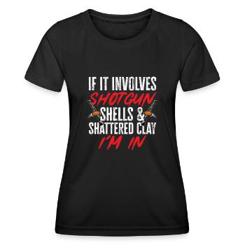 Shooting Skeet Clay Pigeon Shooting - Women's Functional T-Shirt - black - Front - AI Model Female 172 light (172cm)