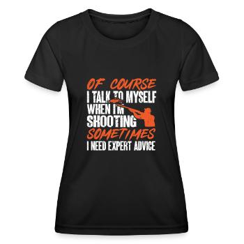 Shooting Skeet Clay Pigeon Shooting - Women's Functional T-Shirt - black - Front - AI Model Female 172 light (172cm)