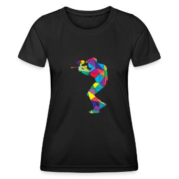 Low Poly Shooting Polygon Paintball - T-shirt sport Femme - noir - Devant - AI Model Female 172 light (172cm)