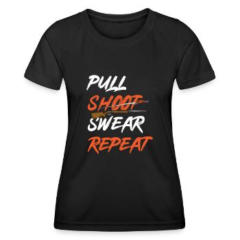 Shooting Skeet Clay Pigeon Shooting - Women's Functional T-Shirt - black - Front - AI Model Female 172 light (172cm)