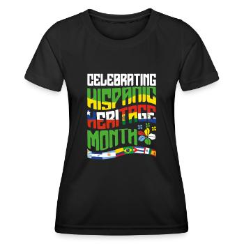 Celebrate Hispanic National Hispanic Heritage Flag - Women's Functional T-Shirt - black - Front - AI Model Female 172 light (172cm)