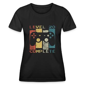 20 Geburtstag Gamer Level 20 complete Vintage - Frauen Funktions-T-Shirt - Schwarz - Vorne - AI Model Female 172 light (172cm)