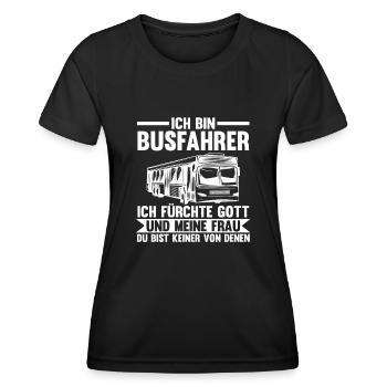 Bus Busfahrer - Frauen Funktions-T-Shirt - Schwarz - Vorne - AI Model Female 172 light (172cm)