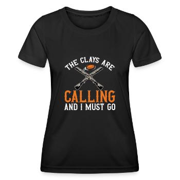 Shooting Skeet Clay Pigeon Shooting - Women's Functional T-Shirt - black - Front - AI Model Female 172 light (172cm)