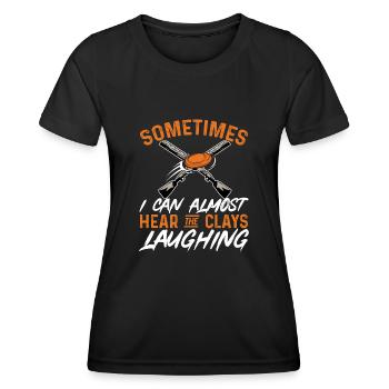 Shooting Skeet Clay Pigeon Shooting - Women's Functional T-Shirt - black - Front - AI Model Female 172 light (172cm)