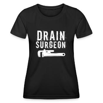 Rohrschlosser Klempner Rohleger Bauarbeiter - Frauen Funktions-T-Shirt - Schwarz - Vorne - AI Model Female 172 light (172cm)