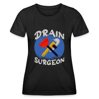 Rohrschlosser Klempner Rohleger Bauarbeiter - Frauen Funktions-T-Shirt - Schwarz - Vorne - AI Model Female 172 light (172cm)