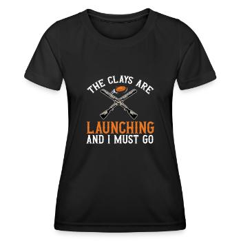 Shooting Skeet Clay Pigeon Shooting - Women's Functional T-Shirt - black - Front - AI Model Female 172 light (172cm)