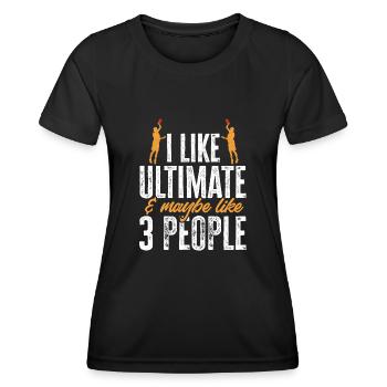 Disque de lancer de frisbee ultime - T-shirt sport Femme - noir - Devant - AI Model Female 172 light (172cm)