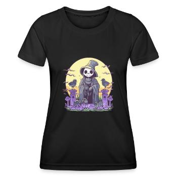 Pastell Goth Niedliches Todes-Sensenmann-Skelett - Frauen Funktions-T-Shirt - Schwarz - Vorne - AI Model Female 172 light (172cm)
