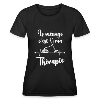 Le ménage c'est ma thérapie - T-shirt sport Femme - noir - Devant - AI Model Female 172 light (172cm)