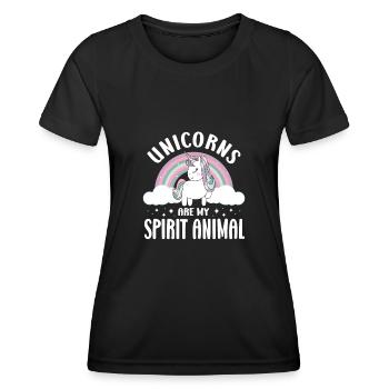 Vintage Rainbow Unicorn & I - Close Buddies Spirit - T-shirt sport Femme - noir - Devant - AI Model Female 172 light (172cm)