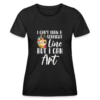 Je ne peux pas tracer une ligne droite mais je peux Art - T-shirt sport Femme - noir - Devant - AI Model Female 172 light (172cm)