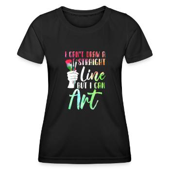 Je ne peux pas tracer une ligne droite mais je peux Art - T-shirt sport Femme - noir - Devant - AI Model Female 172 light (172cm)