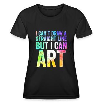 Je ne peux pas tracer une ligne droite mais je peux Art - T-shirt sport Femme - noir - Devant - AI Model Female 172 light (172cm)
