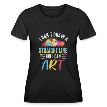 Je ne peux pas tracer une ligne droite mais je peux Art - T-shirt sport Femme - noir - Devant - AI Model Female 172 light (172cm)