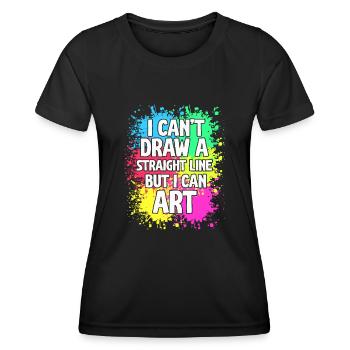 Je ne peux pas tracer une ligne droite mais je peux Art - T-shirt sport Femme - noir - Devant - AI Model Female 172 light (172cm)