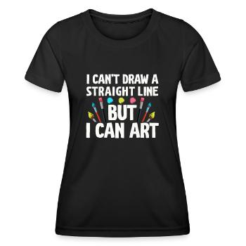 Je ne peux pas tracer une ligne droite mais je peux Art - T-shirt sport Femme - noir - Devant - AI Model Female 172 light (172cm)