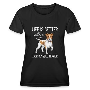 Jack Russell Terrier - Frauen Funktions-T-Shirt - Schwarz - Vorne - AI Model Female 172 light (172cm)