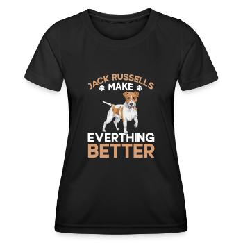 Jack Russell Terrier - Frauen Funktions-T-Shirt - Schwarz - Vorne - AI Model Female 172 light (172cm)
