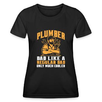 Rohrschlosser Klempner Rohleger Bauarbeiter - Frauen Funktions-T-Shirt - Schwarz - Vorne - AI Model Female 172 light (172cm)