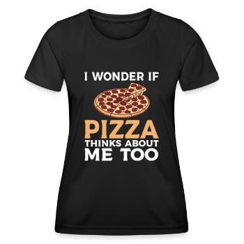 Ob Pizza Auch An Mich Denkt Pizza-Food-Liebhaber - Frauen Funktions-T-Shirt - Schwarz - Vorne - AI Model Female 172 light (172cm)
