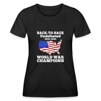 Deux fois champion invaincu de la Seconde Guerre mondiale 4. - T-shirt sport Femme - noir - Devant - AI Model Female 172 light (172cm)