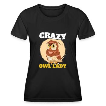 Owl Lady Owl Fan Owlet Nocturnal Bird Ornithologis - Women's Functional T-Shirt - black - Front - AI Model Female 172 light (172cm)