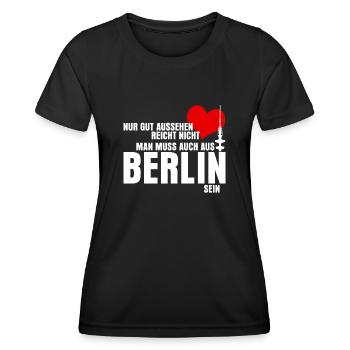 Berlin lusitger Spruch für Berliner - Frauen Funktions-T-Shirt - Schwarz - Vorne - AI Model Female 172 light (172cm)