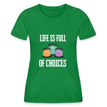 Kettlebell Workout Retro Fitness Gym - Frauen Funktions-T-Shirt - Kelly Green - Vorne - AI Model Female 172 dark (172cm)