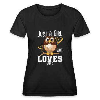 Juste une fille qui aime les hiboux Oiseaux de proie nocturnes - T-shirt sport Femme - noir - Devant - AI Model Female 172 light (172cm)