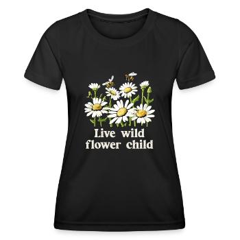 Margeriten Gänseblümchen Sommer Gänseblümchen Blumengarten - Frauen Funktions-T-Shirt - Schwarz - Vorne - AI Model Female 172 light (172cm)