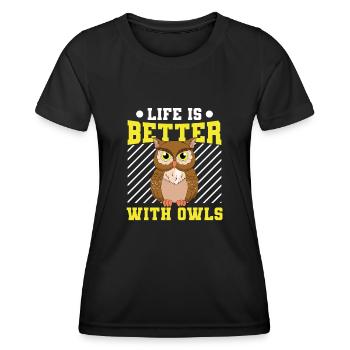 La vie est meilleure avec les hiboux Ornithologue Oiseaux de Pr - T-shirt sport Femme - noir - Devant - AI Model Female 172 light (172cm)