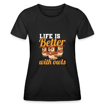 Ornithologue La vie des oiseaux nocturnes est meilleure avec O - T-shirt sport Femme - noir - Devant - AI Model Female 172 light (172cm)