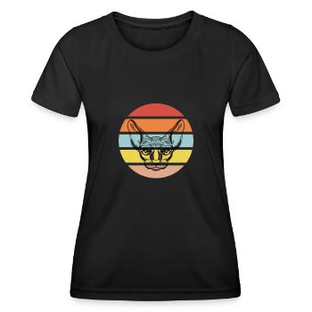 Sphynx Maman Chat Sans Poils Propriétaire de Chat - T-shirt sport Femme - noir - Devant - AI Model Female 172 light (172cm)