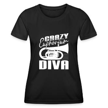 Crazy Euphorium Diva Baritone Bass Player Gifts - Women's Functional T-Shirt - black - Front - AI Model Female 172 light (172cm)