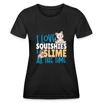 Ich liebe Squishies und Schleim die ganze Zeit - Frauen Funktions-T-Shirt - Schwarz - Vorne - AI Model Female 172 light (172cm)